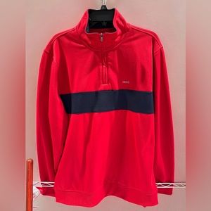 Izod Sweatshirt Mens Large Long Sleeve Golf PerformX 1/4 Zip Red/Black